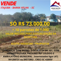 Terreno à Venda, 300 m² em ITAJUBA  - Barra Velha
