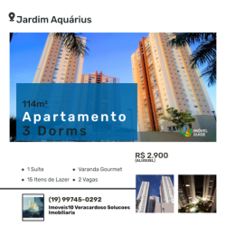 Apartamento com 3 Quartos para Alugar,  em Jardim Aquárius - Limeira