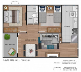 Apartamento com 2 Quartos à Venda, 44 m² em Jardim Sul - São José Dos Campos