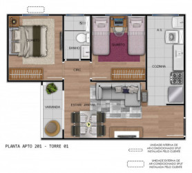 Apartamento com 2 Quartos à Venda, 44 m² em Jardim Sul - São José Dos Campos