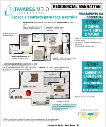 Apartamento com 2 Quartos à Venda, 52 m² em Parque das Nações - Santo André